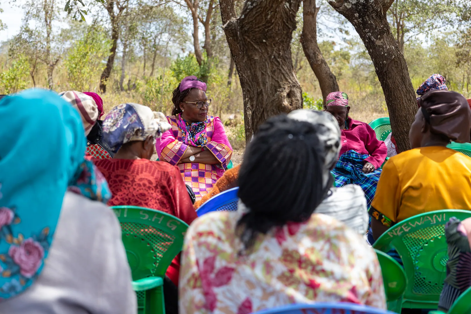 Hon. Nancy Kavinya Kioko listening to women during a community forum