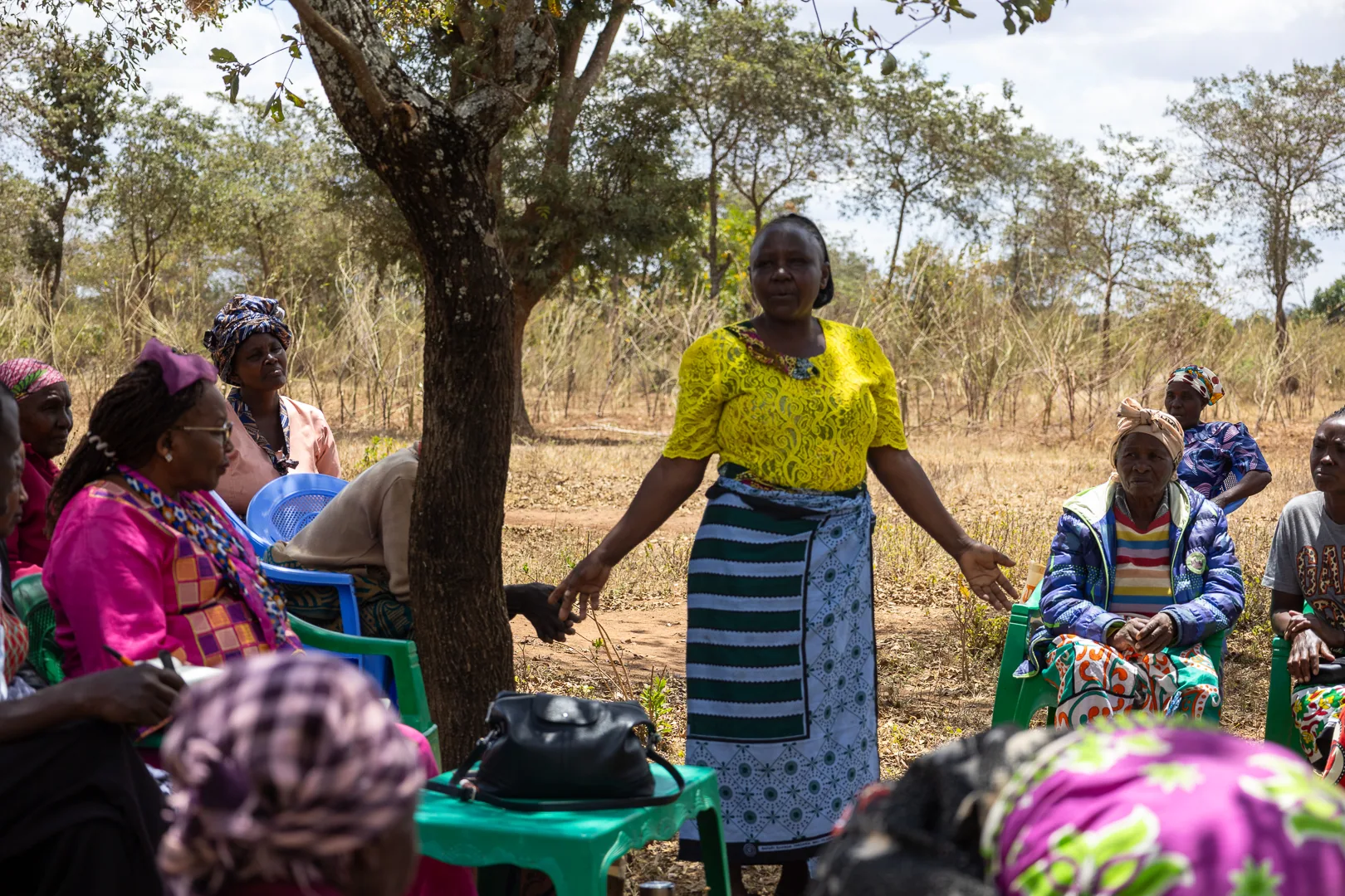 A resident sharing her views at a local meeting